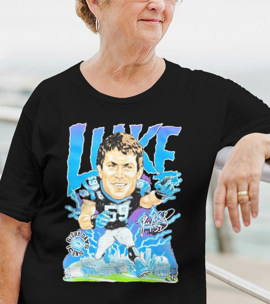Luke Kuechly Carolina Panthers 59 Glory Days Icons Caricature T-Shirt