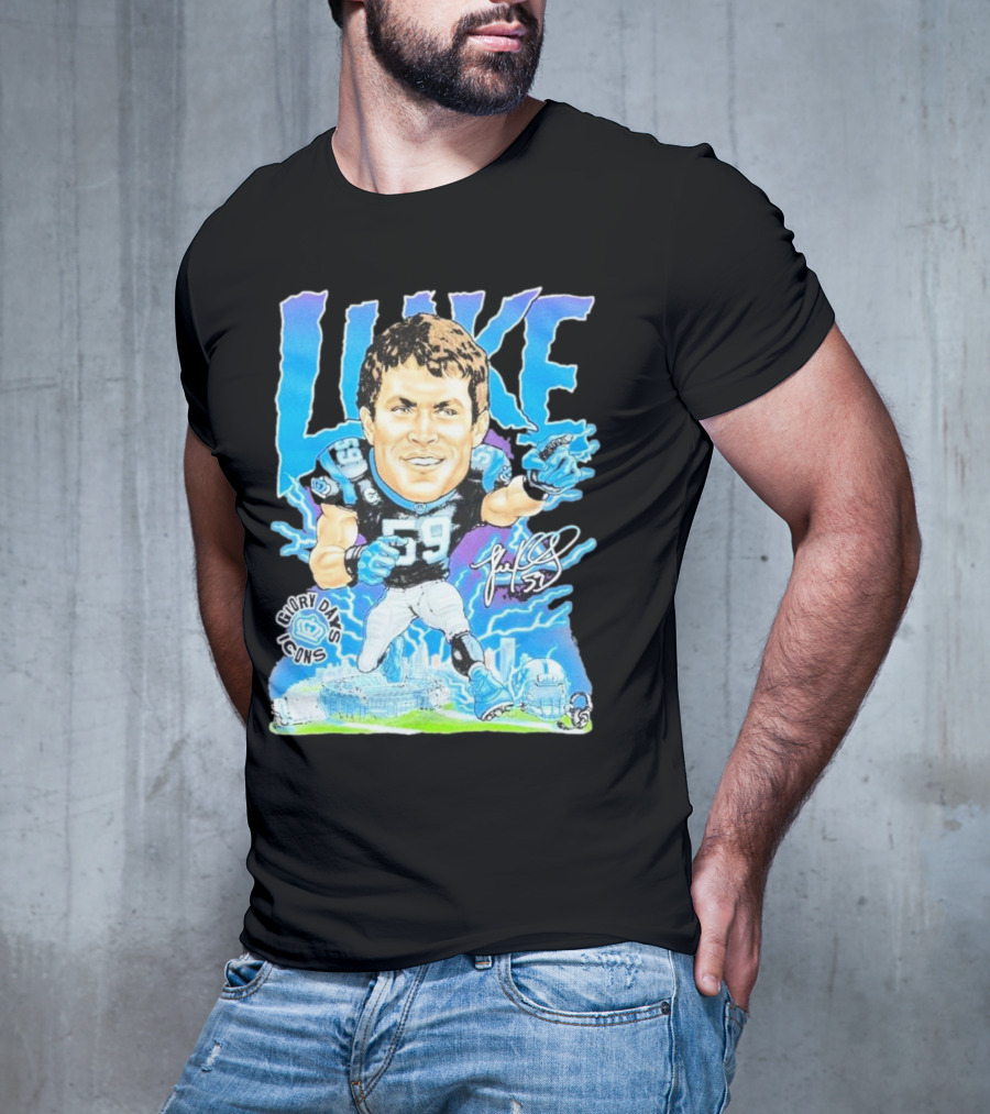 Luke Kuechly Carolina Panthers 59 Glory Days Icons Caricature T-Shirt