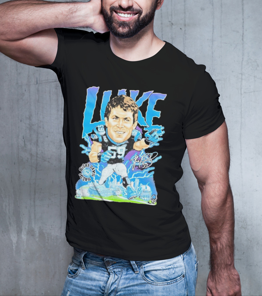 Luke Kuechly Carolina Panthers 59 Glory Days Icons Caricature T-Shirt
