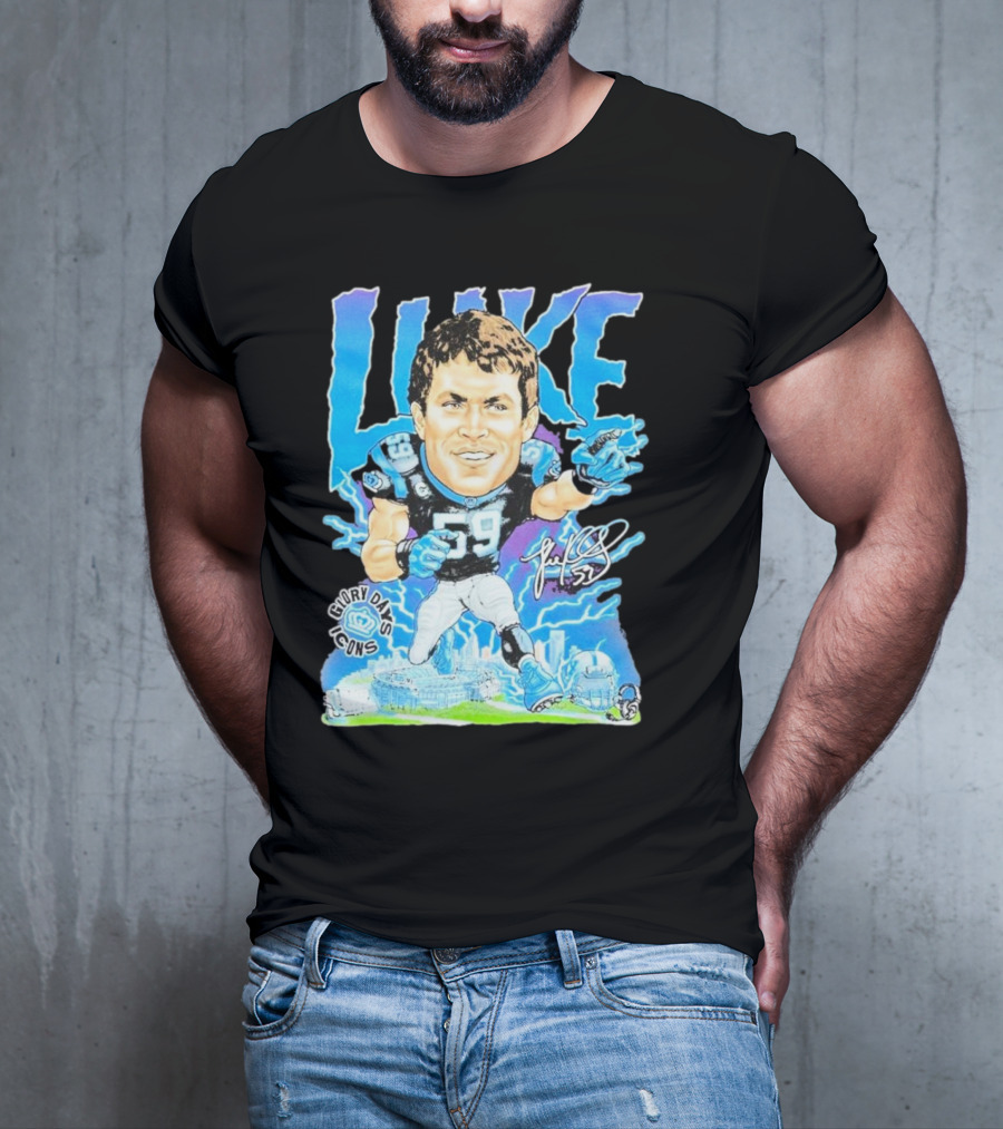Luke Kuechly Carolina Panthers 59 Glory Days Icons Caricature T-Shirt