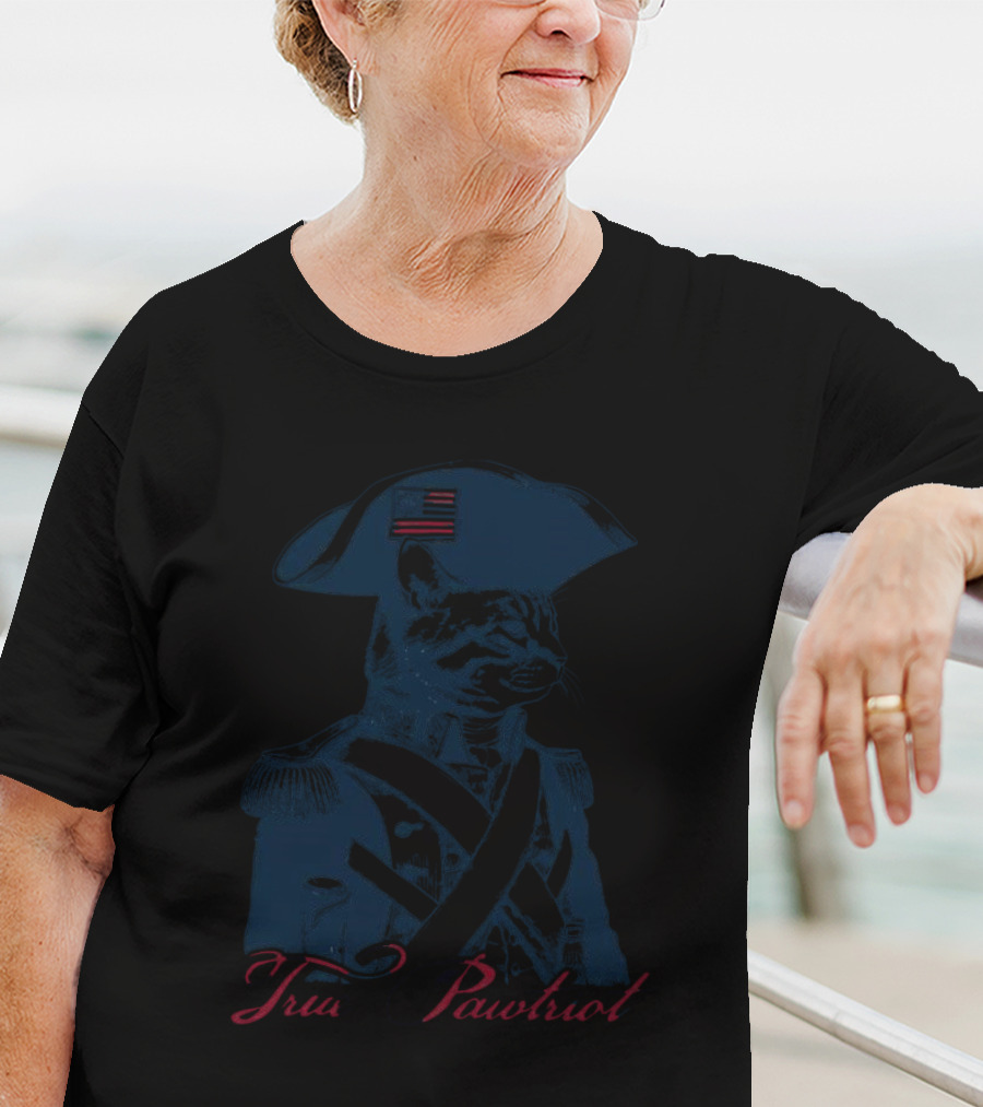 True Pawtriot Cat Colonial American Flag Hat Feline T-Shirt