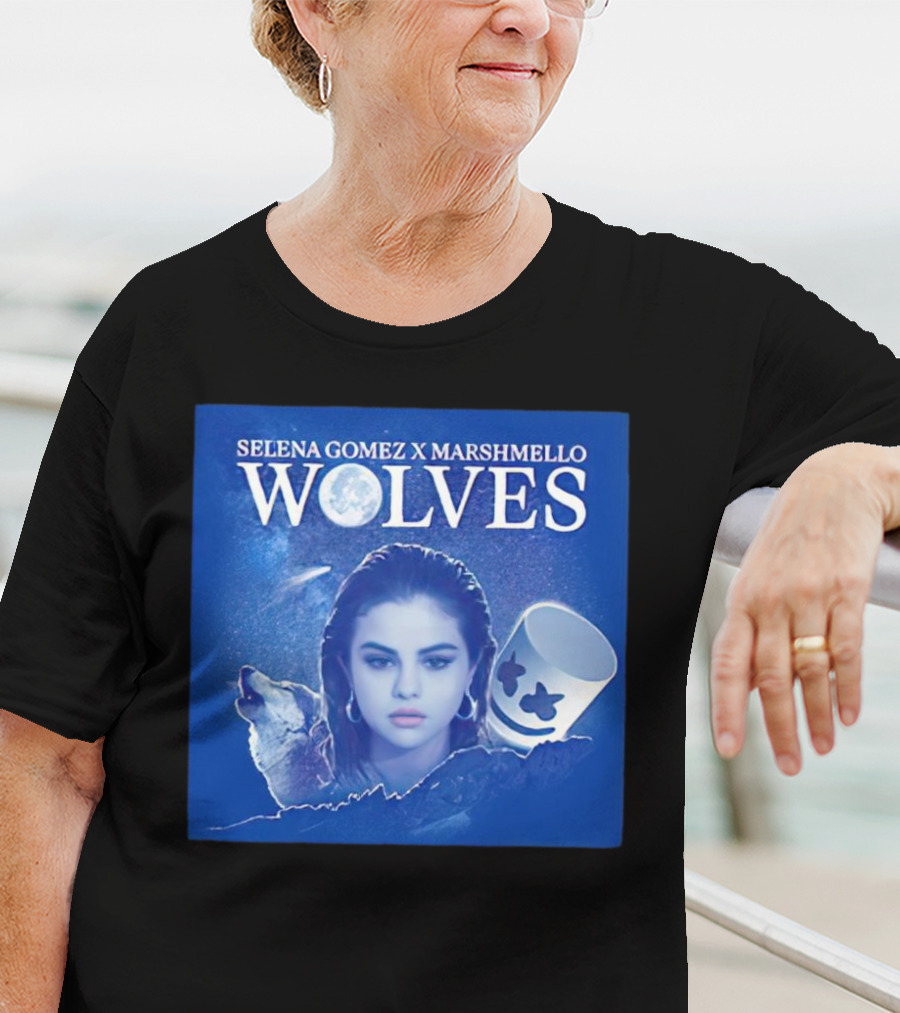 SELENA GOMEZ X MARSHMELLO WOLVES MOON WOLF FACE T-Shirt