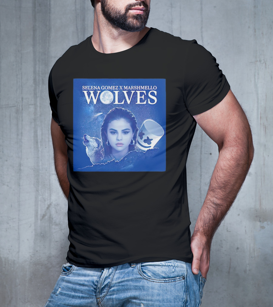 SELENA GOMEZ X MARSHMELLO WOLVES MOON WOLF FACE T-Shirt