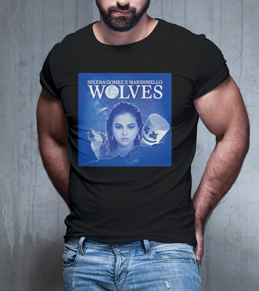 SELENA GOMEZ X MARSHMELLO WOLVES MOON WOLF FACE T-Shirt