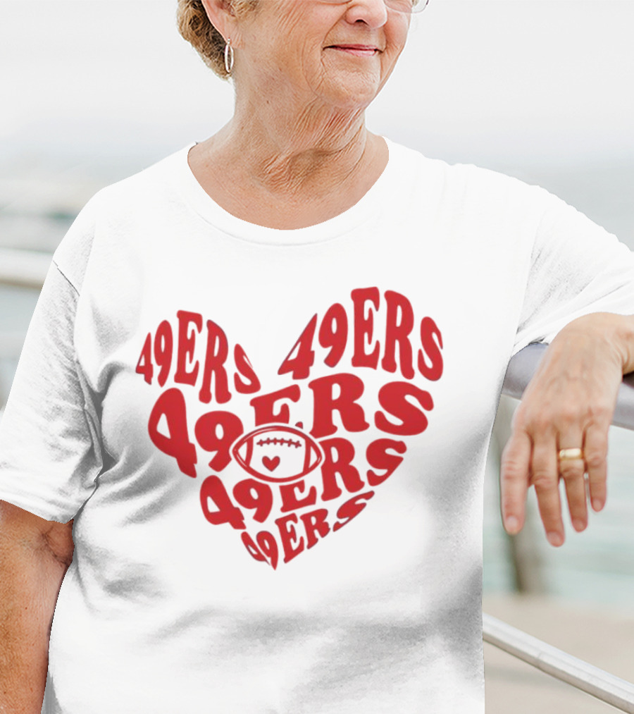 49ers Football Heart Typography T-Shirt