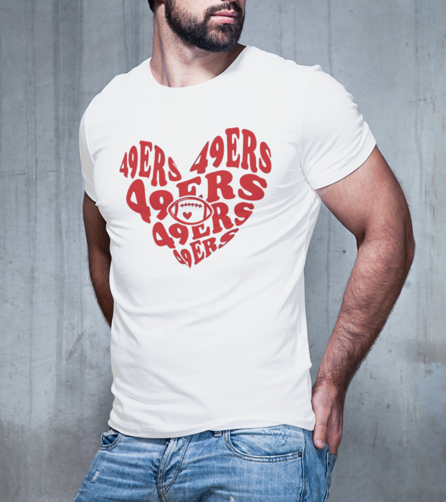 49ers Football Heart Typography T-Shirt