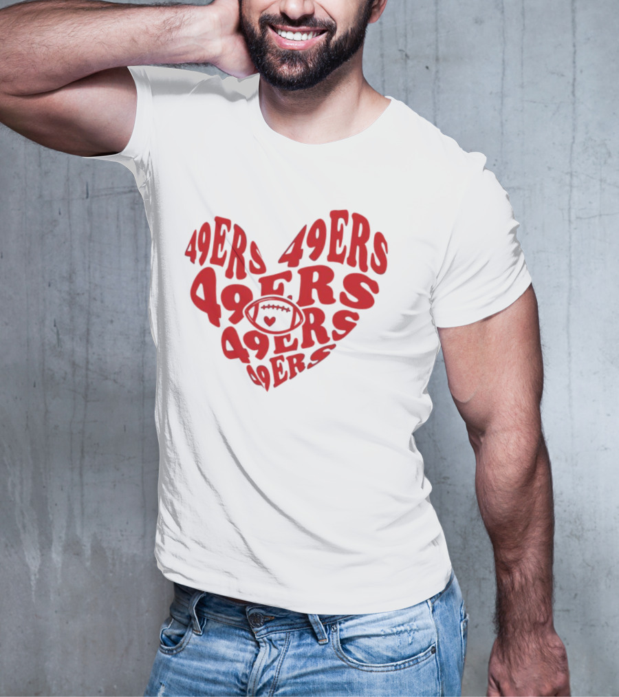 49ers Football Heart Typography T-Shirt