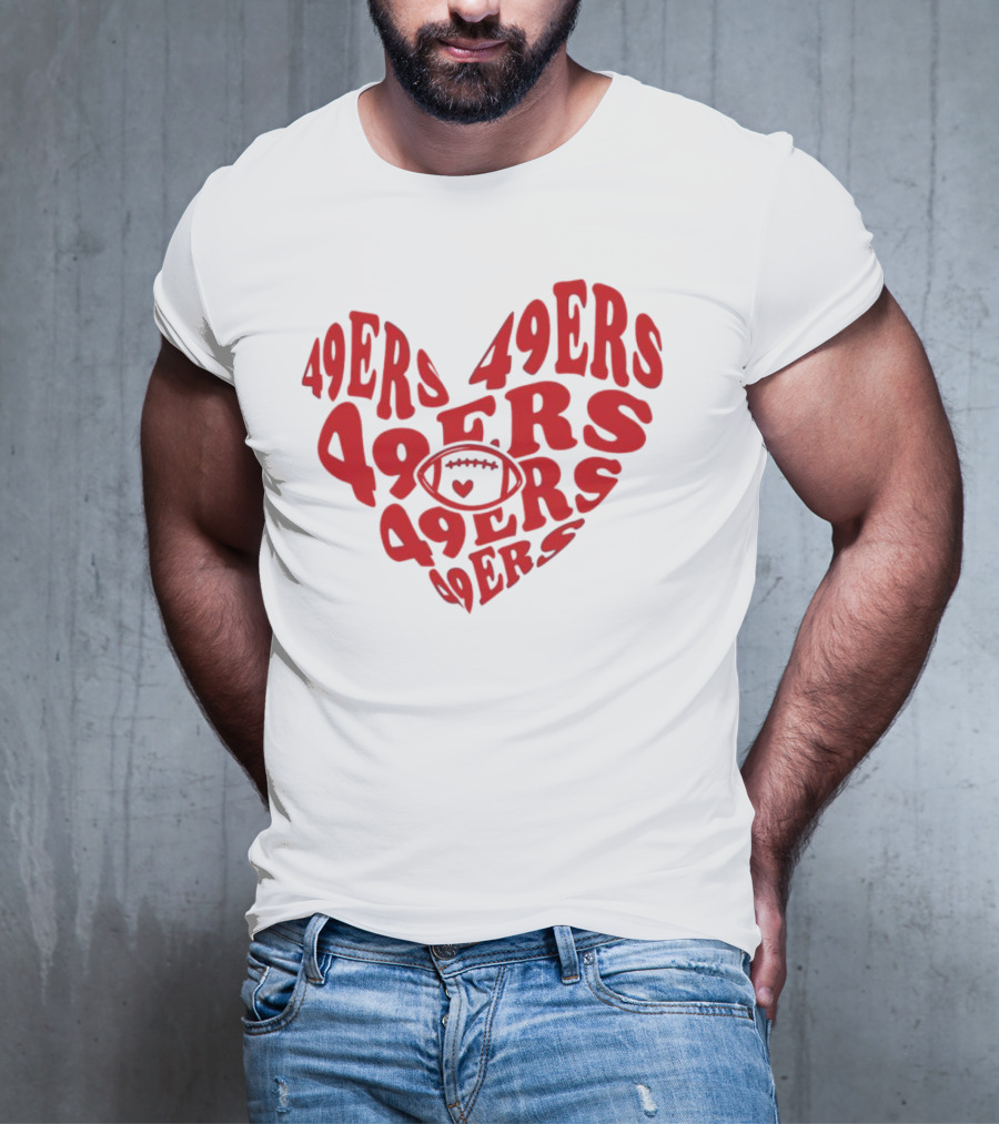 49ers Football Heart Typography T-Shirt