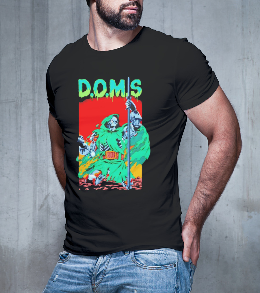D.O.M.S Skeleton Warrior In Green Cloak Holding Staff T-Shirt