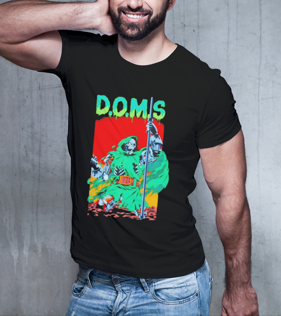 D.O.M.S Skeleton Warrior In Green Cloak Holding Staff T-Shirt