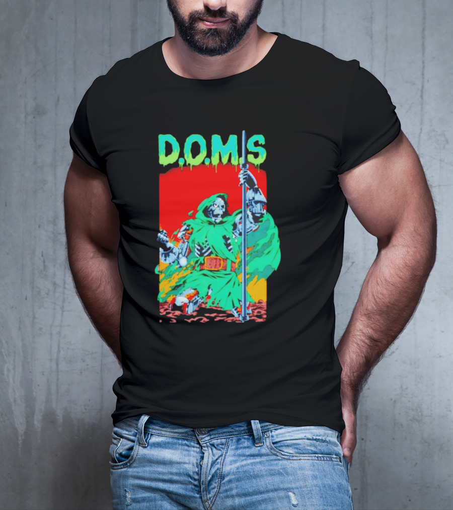 D.O.M.S Skeleton Warrior In Green Cloak Holding Staff T-Shirt