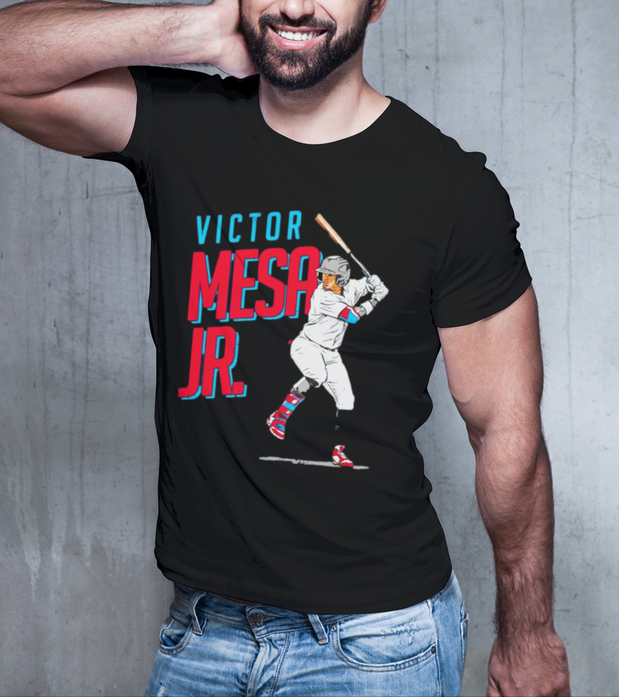 Victor Mesa Jr. Baseball Player With Bat And Colorful Socks T-Shirt