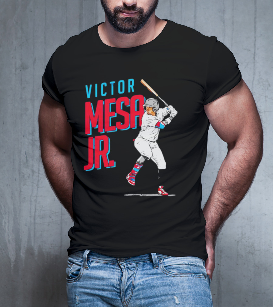 Victor Mesa Jr. Baseball Player With Bat And Colorful Socks T-Shirt