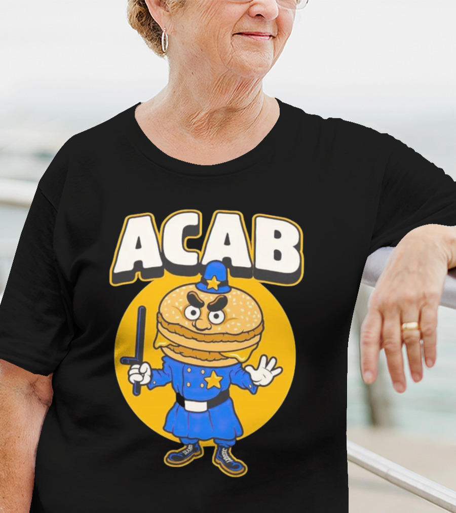 ACABurger Police Officer Burger Cartoon Character Iconic T-Shirt