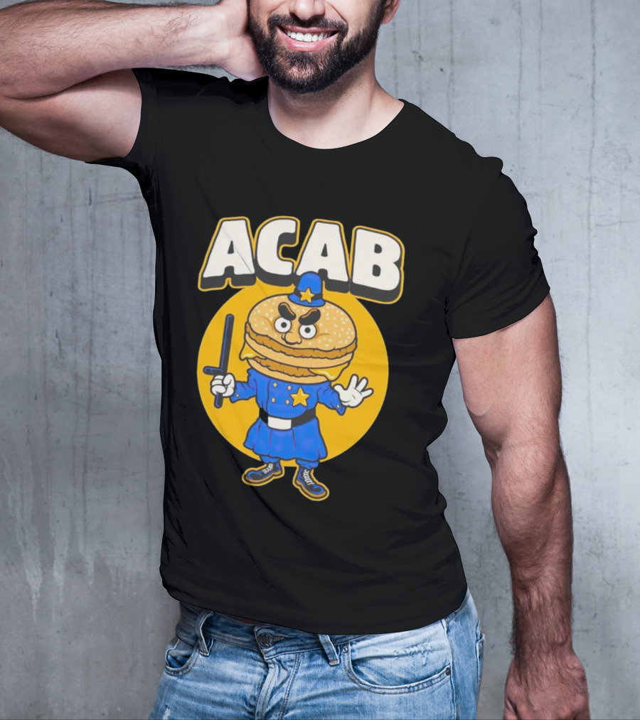ACABurger Police Officer Burger Cartoon Character Iconic T-Shirt