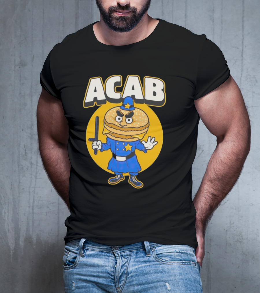 ACABurger Police Officer Burger Cartoon Character Iconic T-Shirt