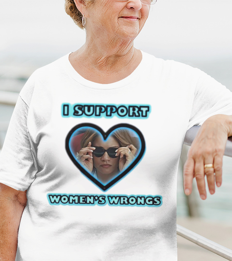 I Support Women’s Wrongs Heart Sunglasses T-Shirt