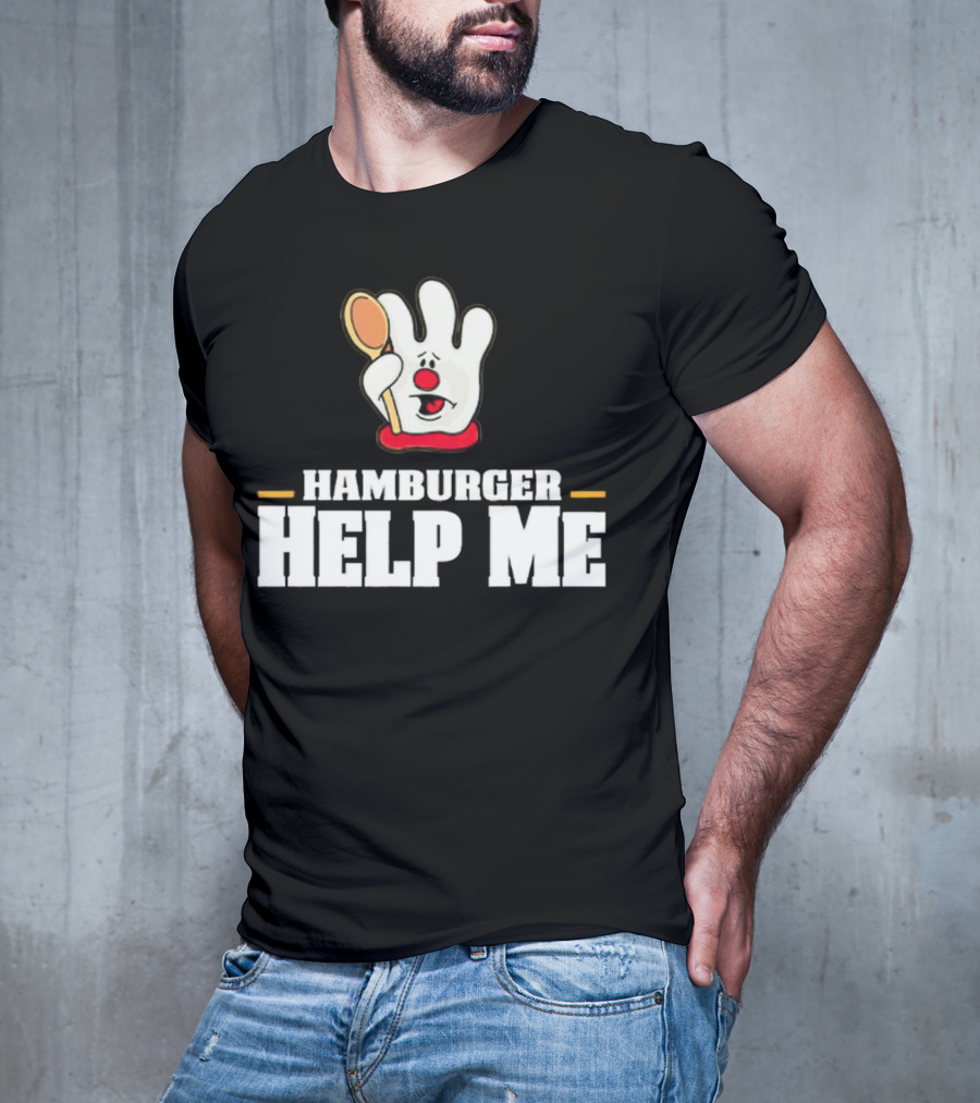 Hamburger Help Me Glove Holding Spoon Retro T-Shirt