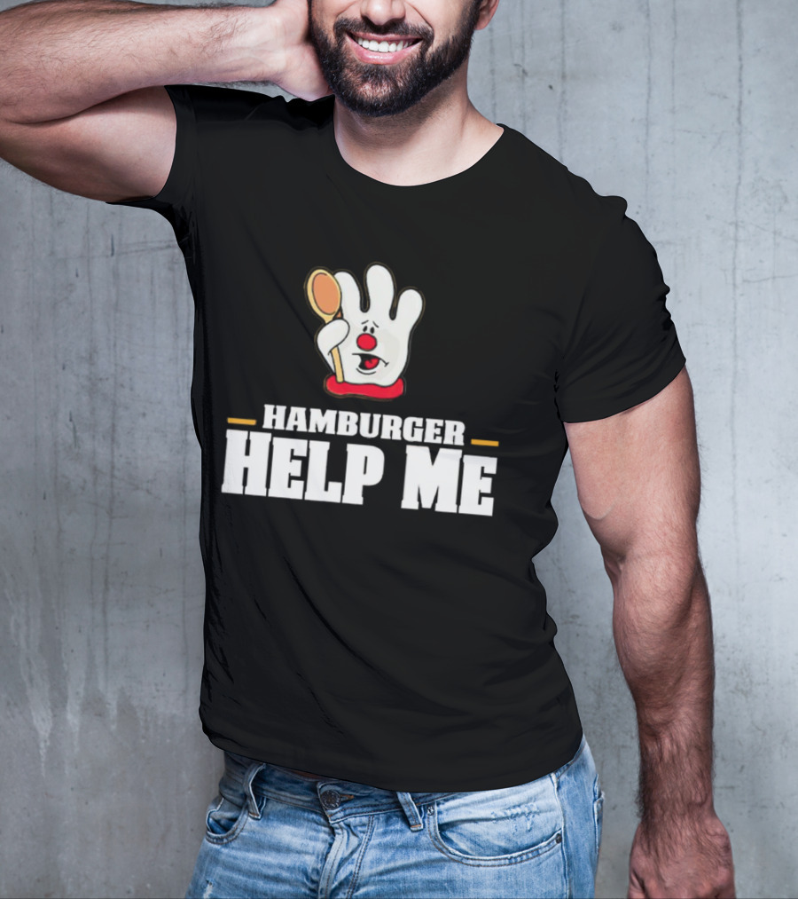 Hamburger Help Me Glove Holding Spoon Retro T-Shirt