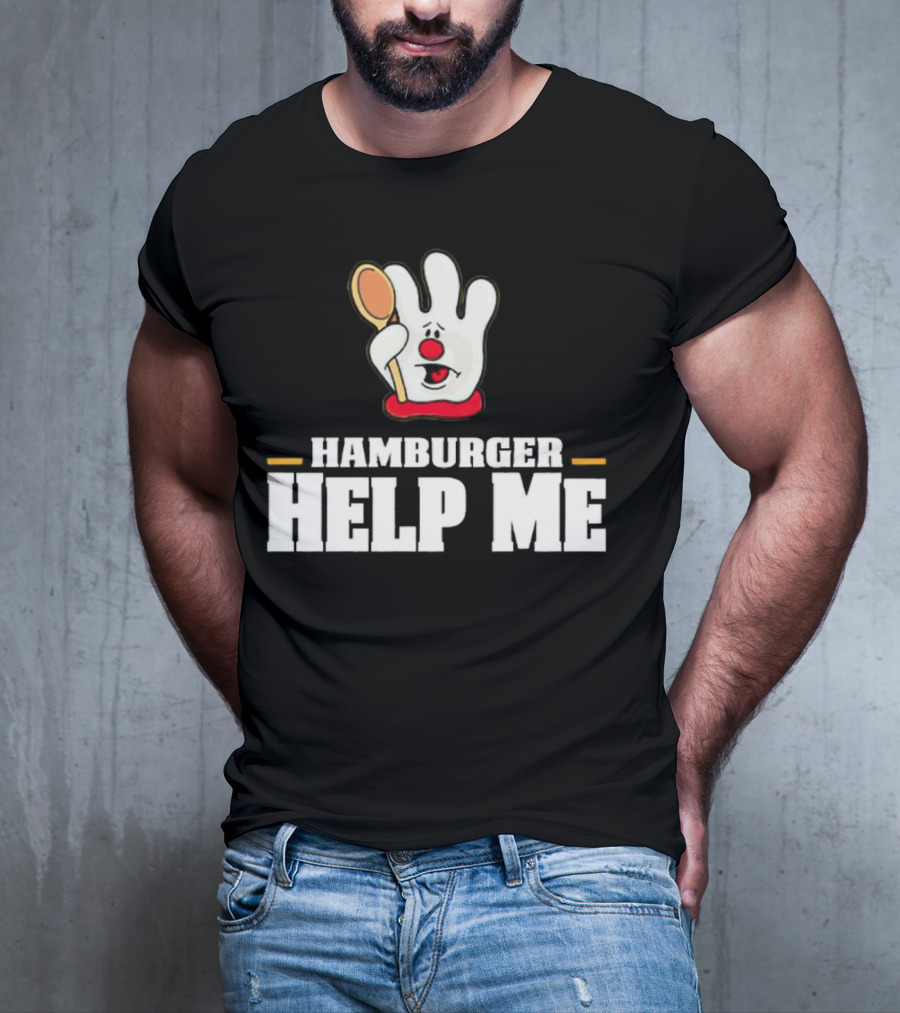 Hamburger Help Me Glove Holding Spoon Retro T-Shirt