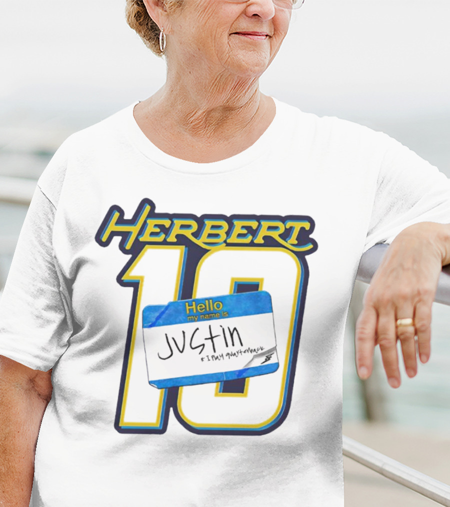 Herbert 10 Hello My Name Is Justin I Play Quarterback T-Shirt