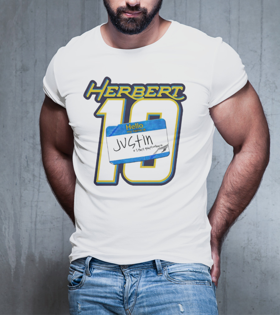 Herbert 10 Hello My Name Is Justin I Play Quarterback T-Shirt