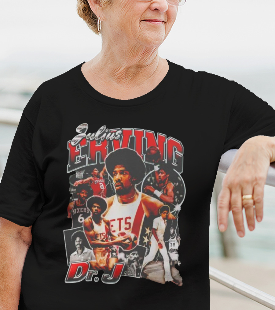 Julius Erving Dr J Sixers Nets Basketball Legend T-Shirt
