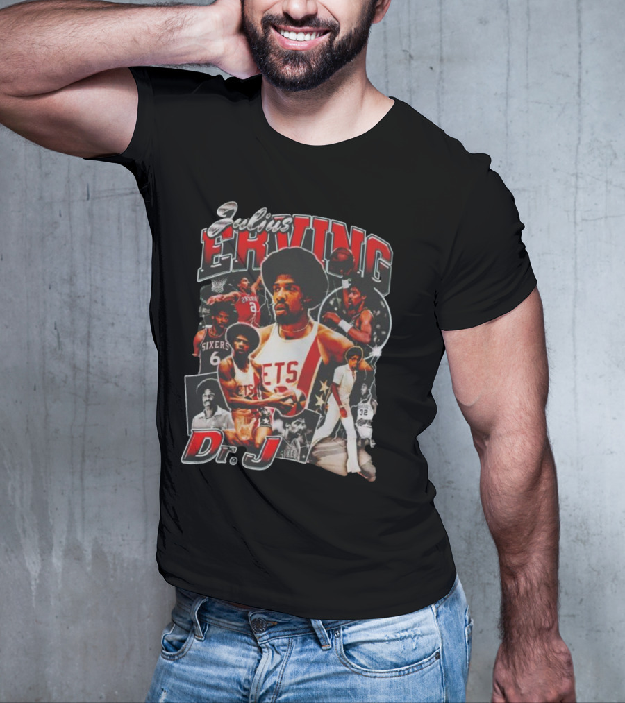 Julius Erving Dr J Sixers Nets Basketball Legend T-Shirt
