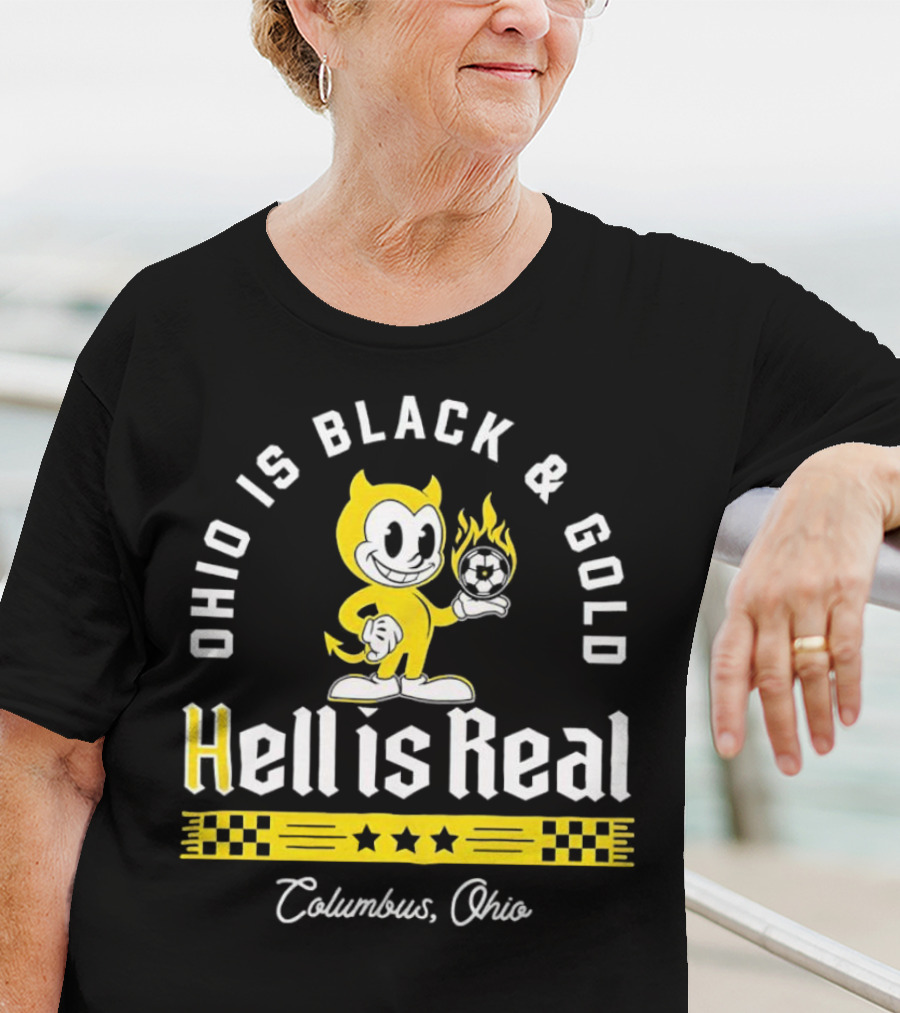 Ohio Is Black And Gold Hell Is Real Columbus Soccer Devil T-Shirt