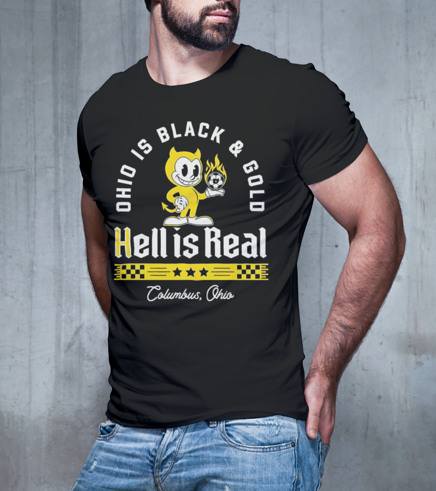 Ohio Is Black And Gold Hell Is Real Columbus Soccer Devil T-Shirt