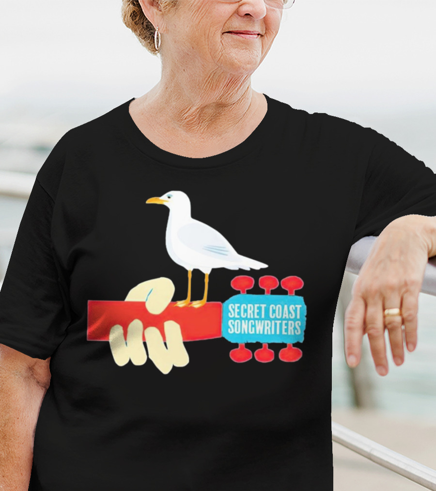 Secret Coast Songwriters Seagull On Red Guitar Neck T-Shirt