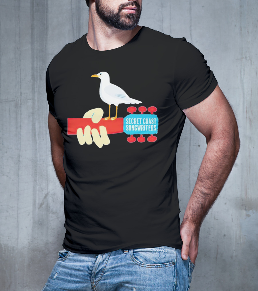 Secret Coast Songwriters Seagull On Red Guitar Neck T-Shirt