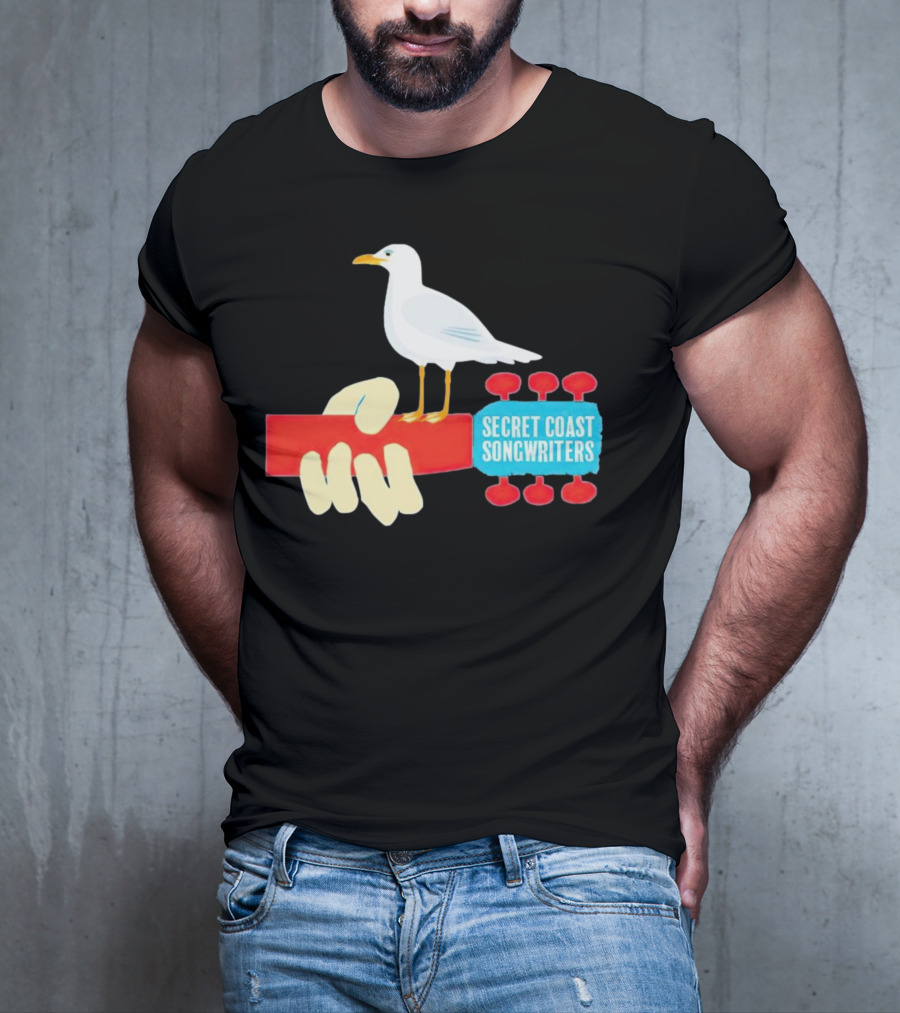 Secret Coast Songwriters Seagull On Red Guitar Neck T-Shirt