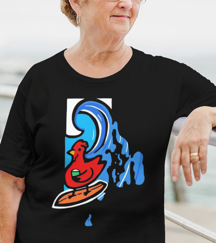 Rhode Island Surfing Chicken With Wave T-Shirt