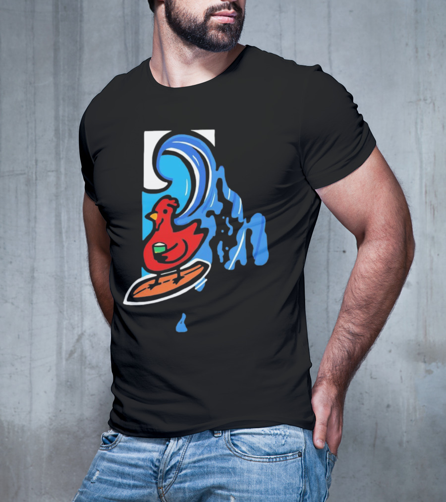 Rhode Island Surfing Chicken With Wave T-Shirt