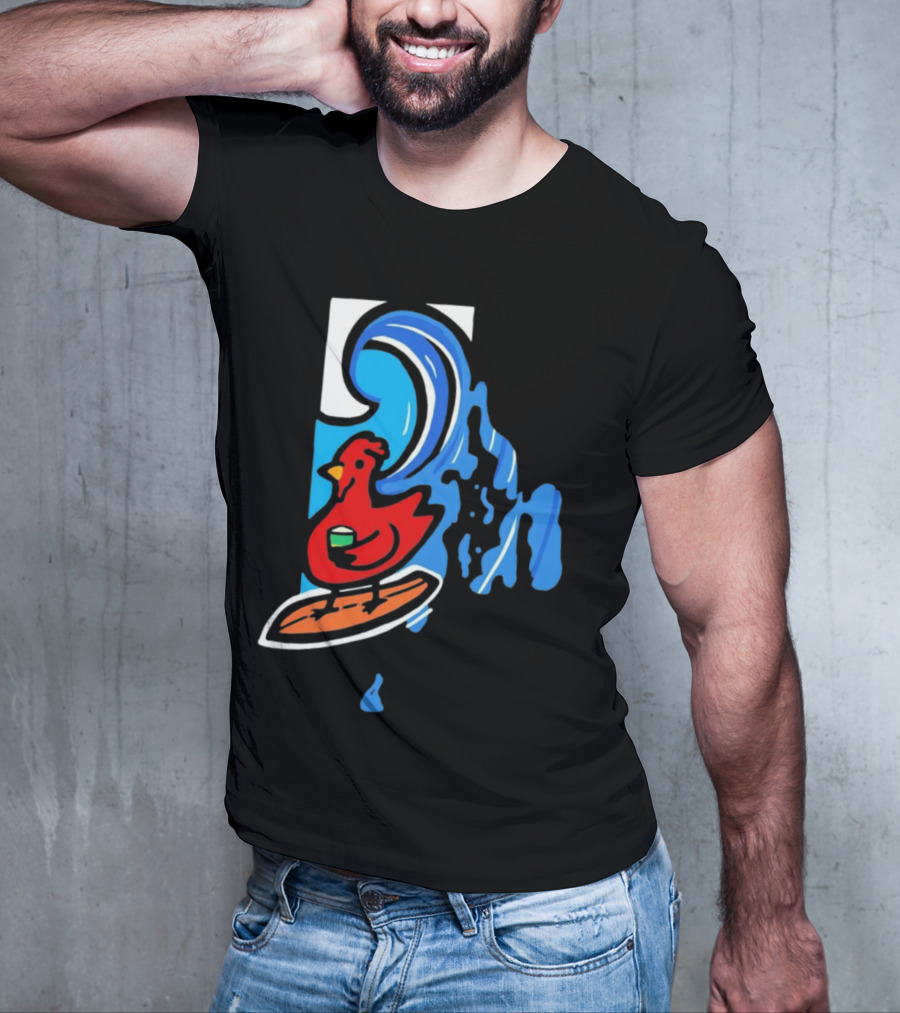 Rhode Island Surfing Chicken With Wave T-Shirt