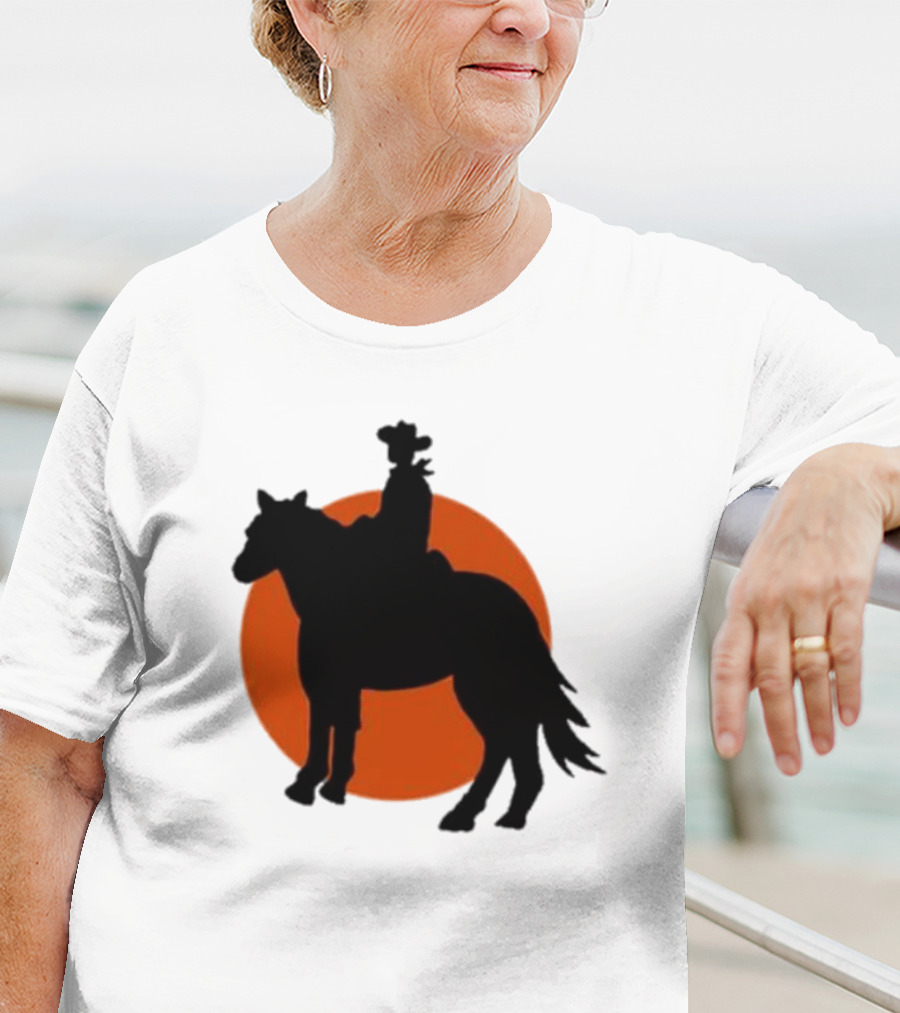 Alex Cowboy Bargain Silhouette Against Sunset T-Shirt