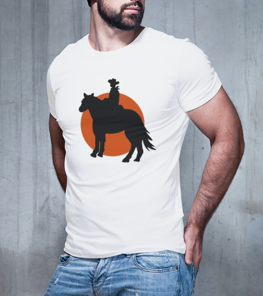 Alex Cowboy Bargain Silhouette Against Sunset T-Shirt