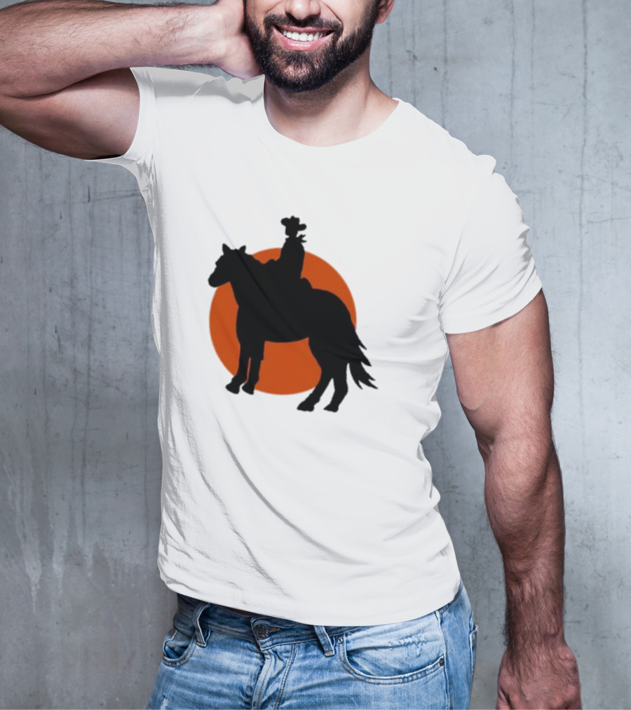 Alex Cowboy Bargain Silhouette Against Sunset T-Shirt