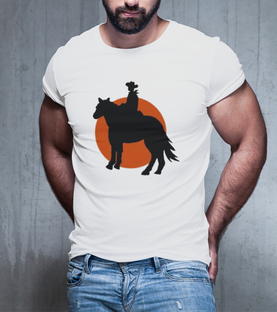 Alex Cowboy Bargain Silhouette Against Sunset T-Shirt