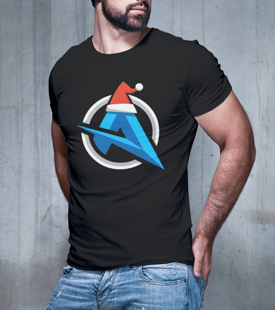 Alia Christmas Holiday Logo Santa Hat Blue A Icon Holiday T-Shirt