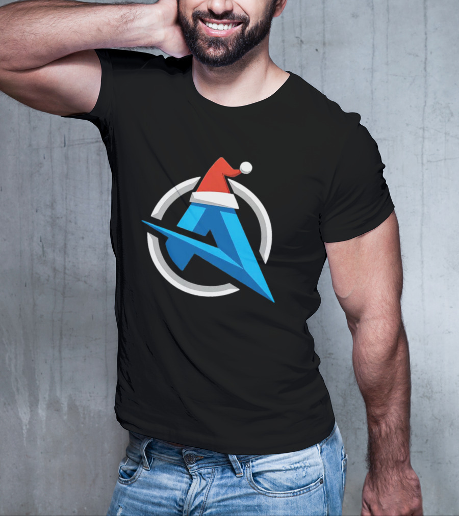Alia Christmas Holiday Logo Santa Hat Blue A Icon Holiday T-Shirt