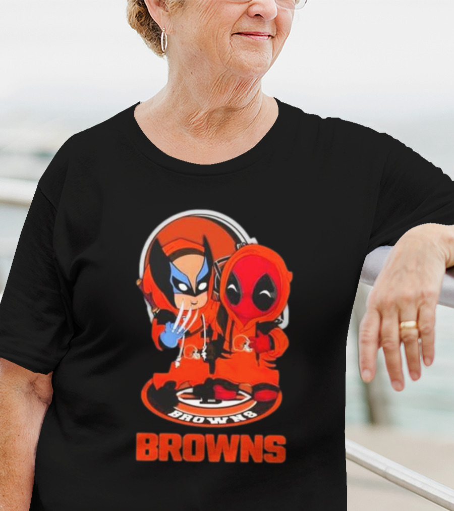 Cleveland Browns Marvel Wolverine Deadpool Browns Fans T-Shirt