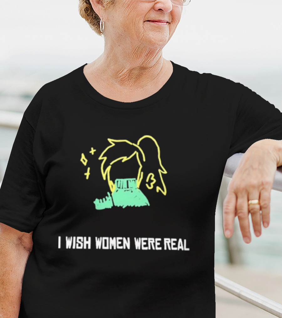 I Wish Women Were Real Neon Anime Style Pixel Art Dream T-Shirt