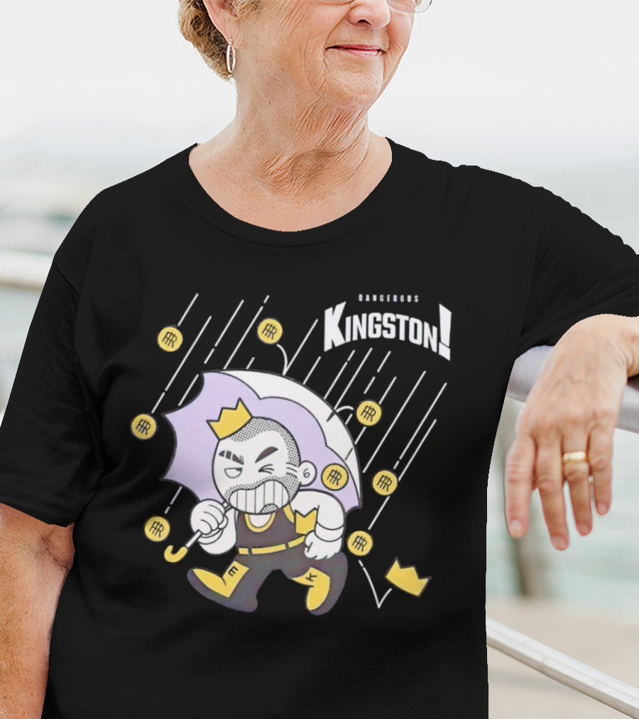 Dangerous Kingston Graphic With Umbrella And Crown Motif T-Shirt