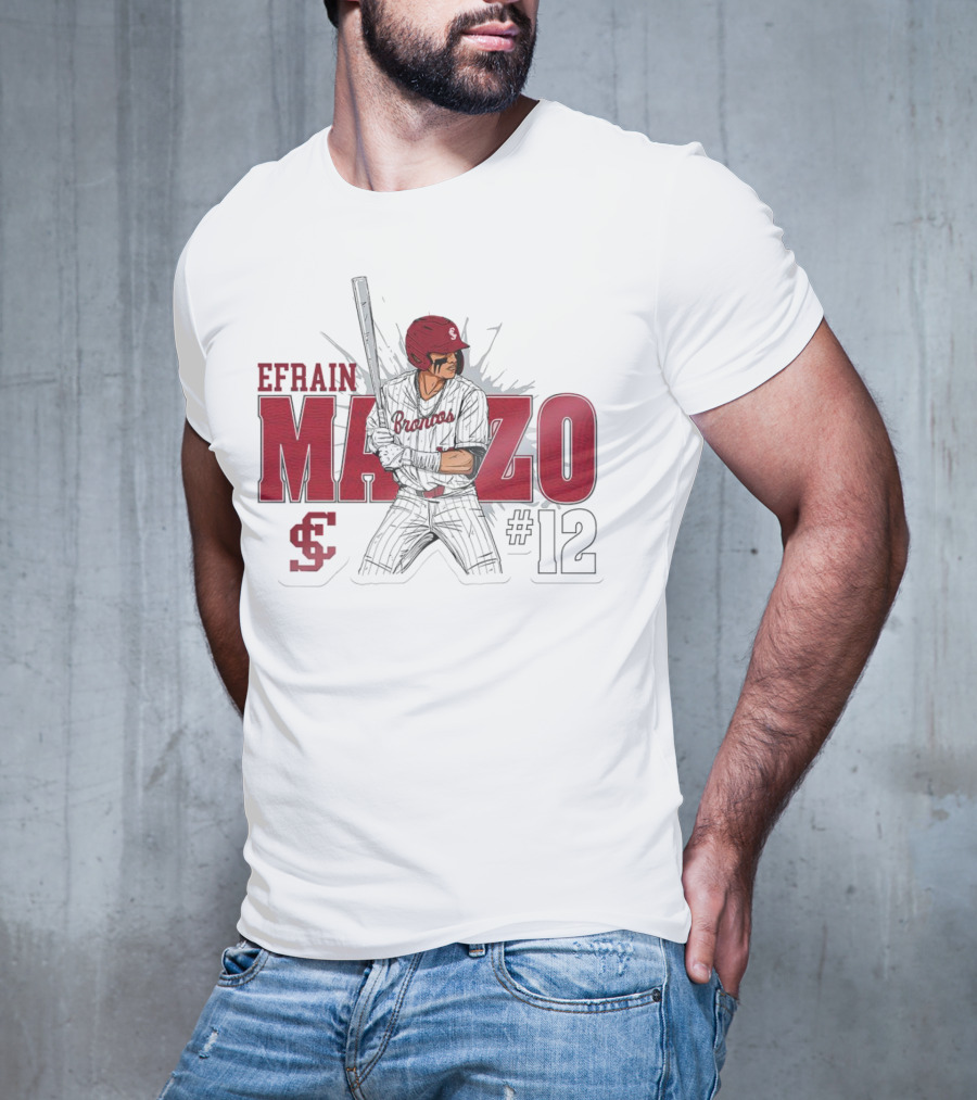 Efrain Manzo SCU Broncos Baseball #12 T-Shirt