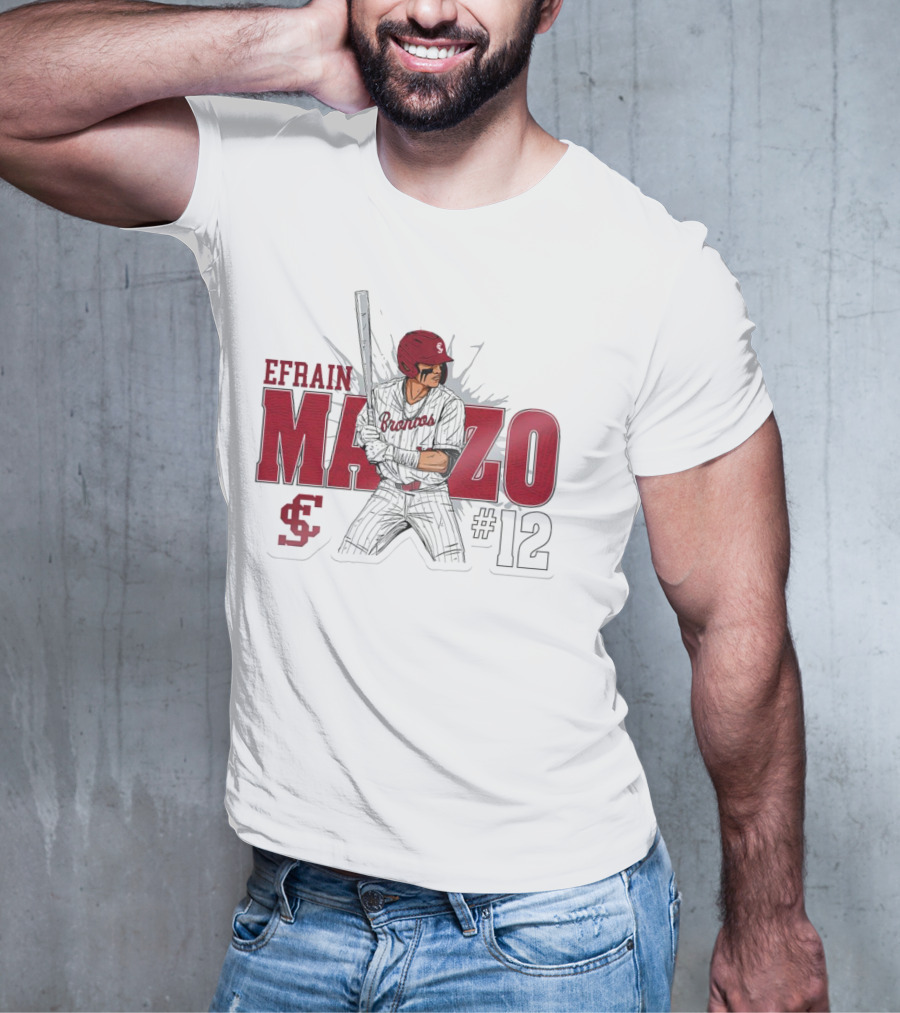 Efrain Manzo SCU Broncos Baseball #12 T-Shirt