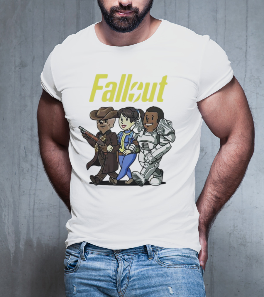 Fallout Cartoon Trio Vault Dweller Adventurers T-Shirt