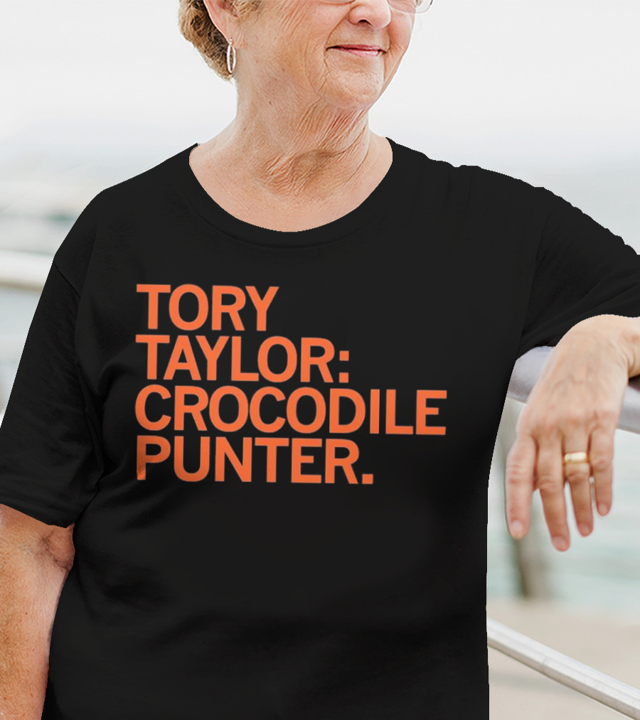 Tory Taylor Crocodile Punter Football Sports Fan Black T-Shirt