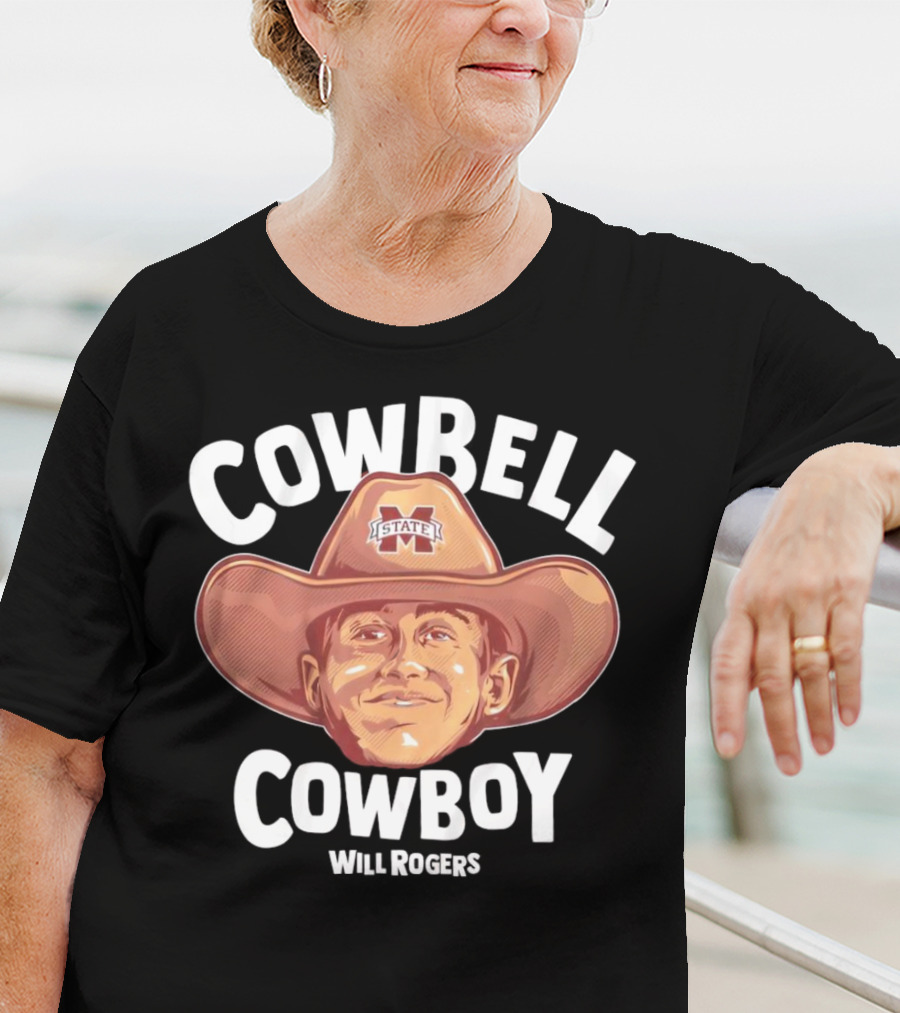 Cowbell Cowboy Will Rogers Mississippi State Bulldogs T-Shirt